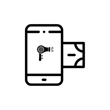 Illustration of a phone with beauty icons and cash next to it