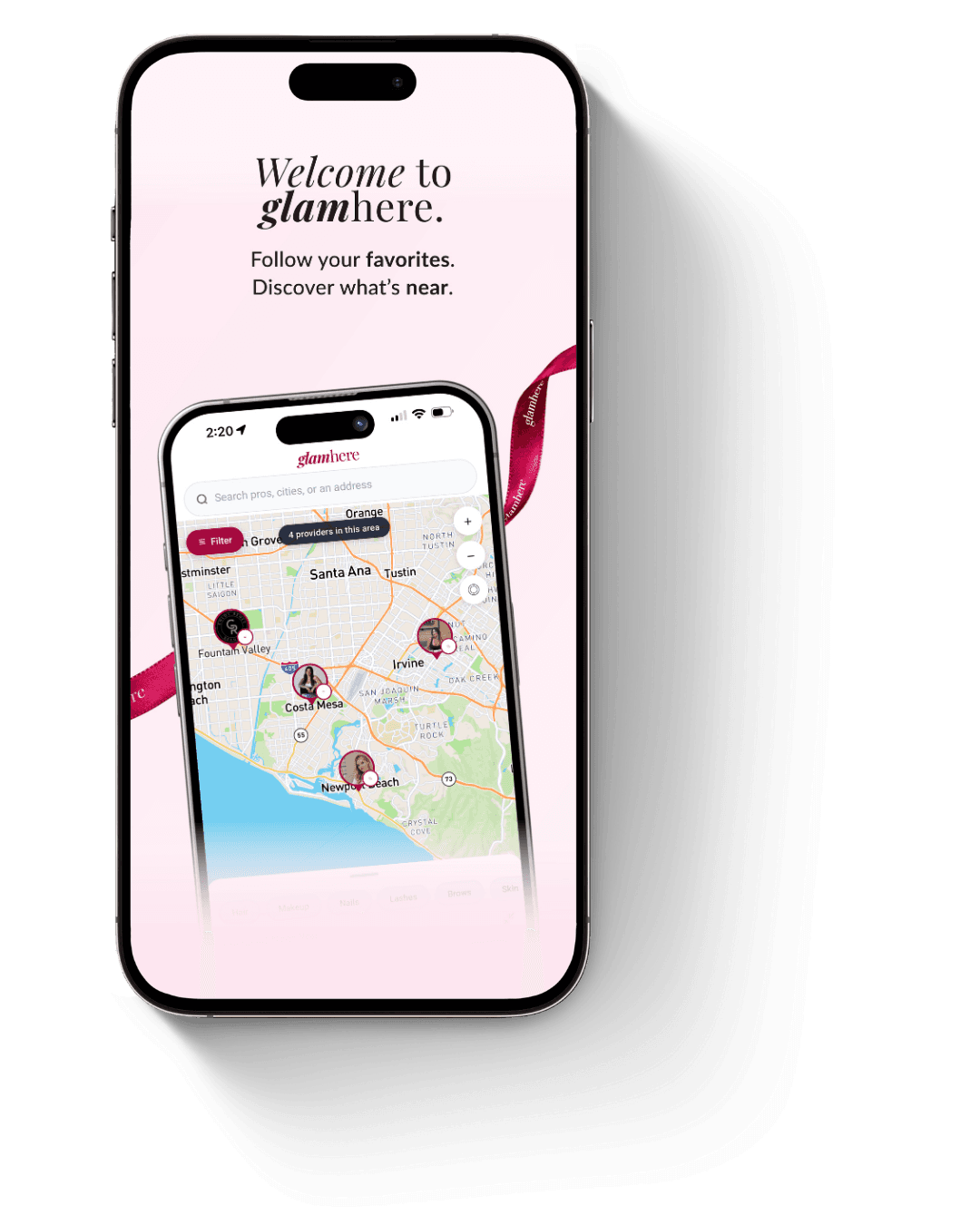 glamhere app — follow your favorites and discover pros near you